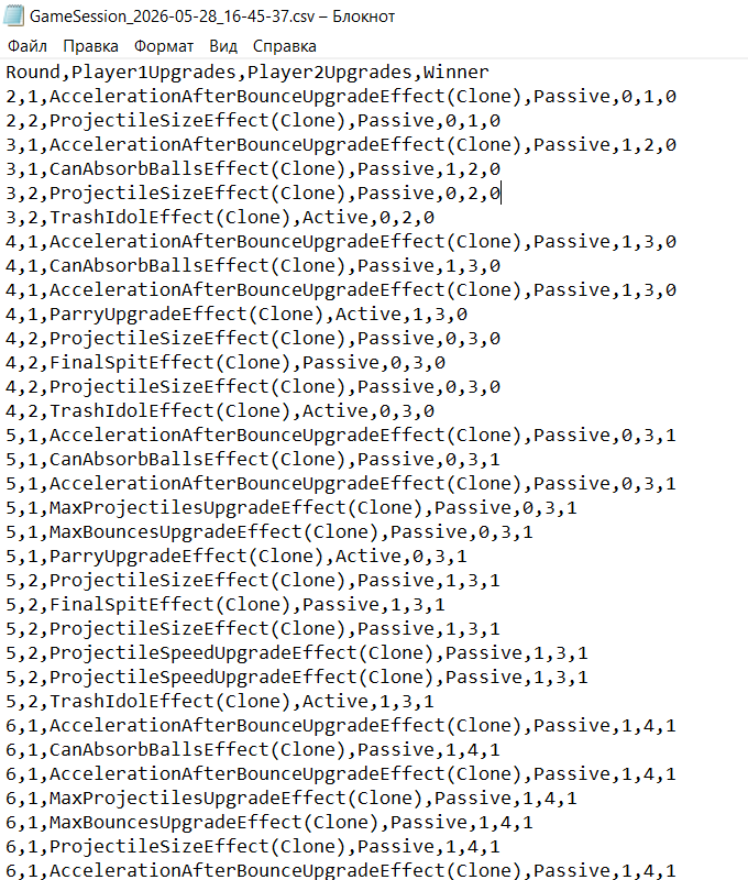 Playtest Data Analytics Logging Output